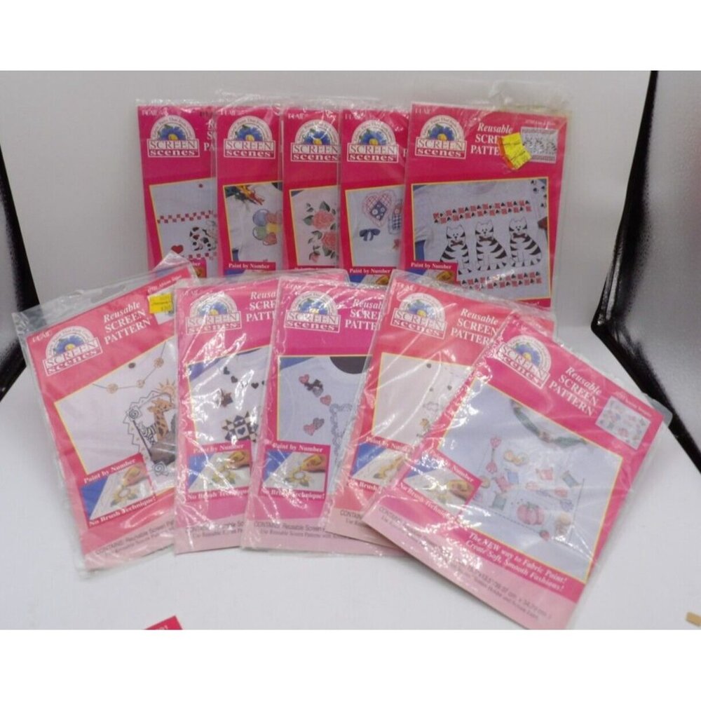 Screen Scenes Patterns & Fabric Painting Supplies Mixed Lot NOS